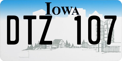 IA license plate DTZ107