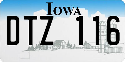 IA license plate DTZ116