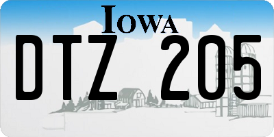 IA license plate DTZ205