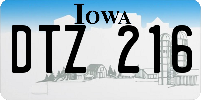 IA license plate DTZ216