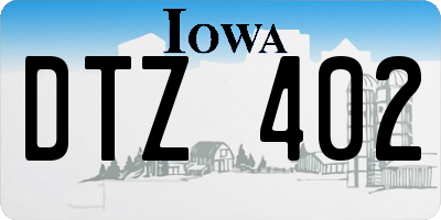 IA license plate DTZ402