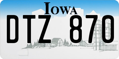 IA license plate DTZ870