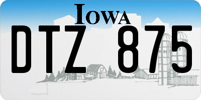 IA license plate DTZ875