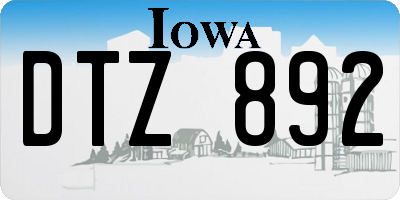 IA license plate DTZ892