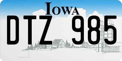 IA license plate DTZ985