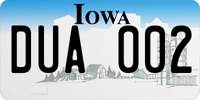 IA license plate DUA002