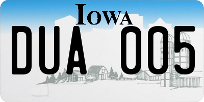IA license plate DUA005