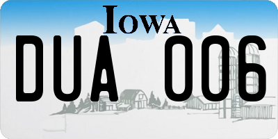 IA license plate DUA006