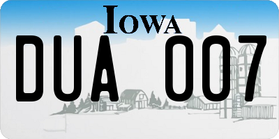 IA license plate DUA007