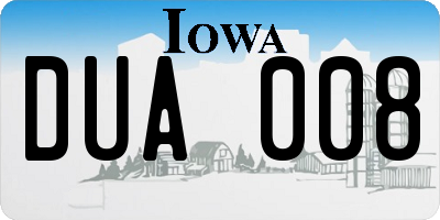 IA license plate DUA008