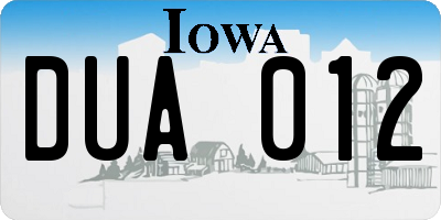 IA license plate DUA012