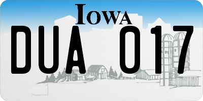 IA license plate DUA017