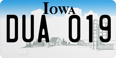 IA license plate DUA019