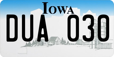 IA license plate DUA030