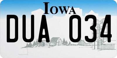IA license plate DUA034