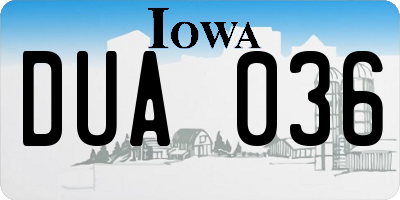 IA license plate DUA036