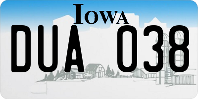 IA license plate DUA038