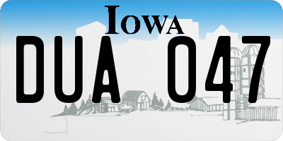 IA license plate DUA047