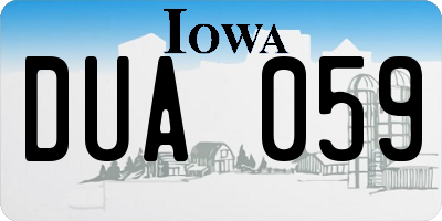 IA license plate DUA059