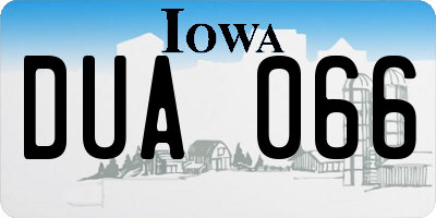 IA license plate DUA066