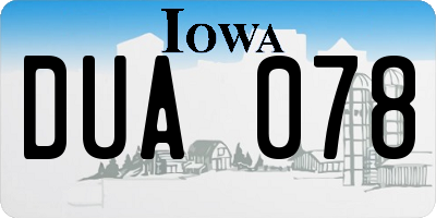 IA license plate DUA078