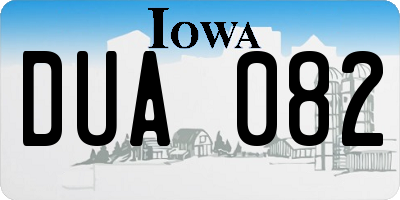 IA license plate DUA082