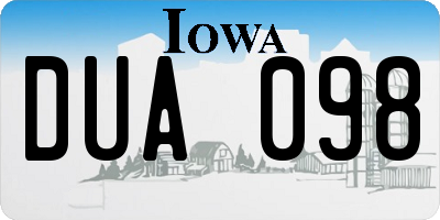 IA license plate DUA098