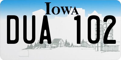 IA license plate DUA102