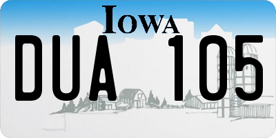 IA license plate DUA105
