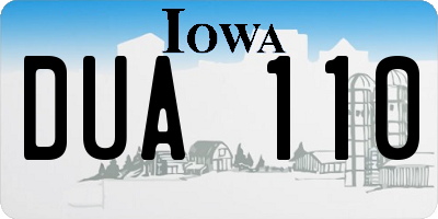 IA license plate DUA110