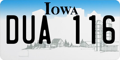 IA license plate DUA116