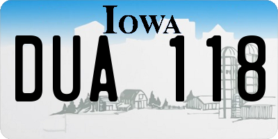 IA license plate DUA118