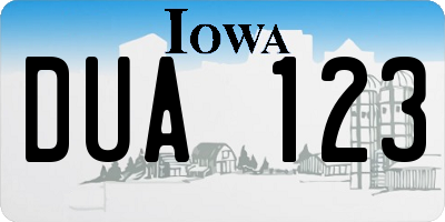 IA license plate DUA123