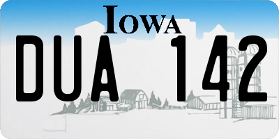 IA license plate DUA142