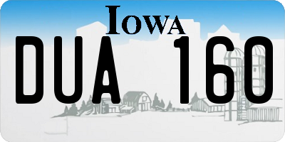 IA license plate DUA160
