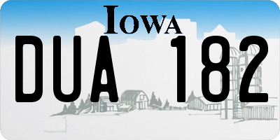 IA license plate DUA182