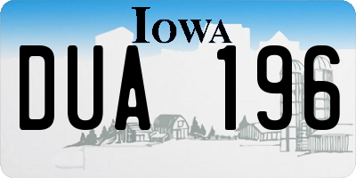 IA license plate DUA196