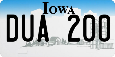 IA license plate DUA200