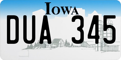 IA license plate DUA345