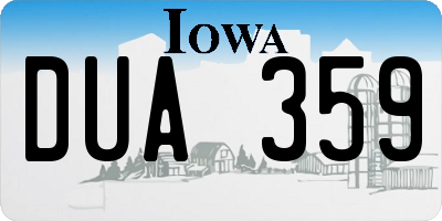 IA license plate DUA359