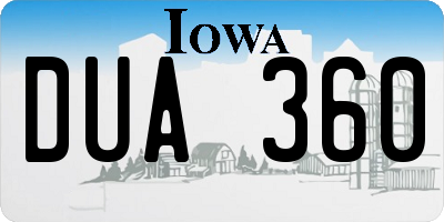 IA license plate DUA360