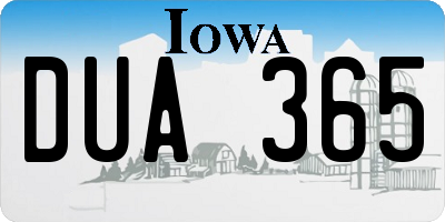 IA license plate DUA365