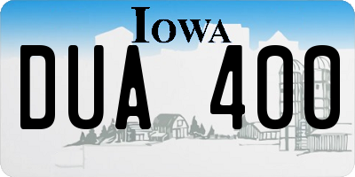 IA license plate DUA400