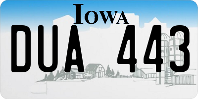 IA license plate DUA443