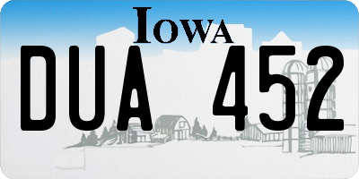 IA license plate DUA452