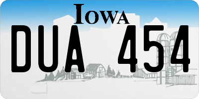 IA license plate DUA454