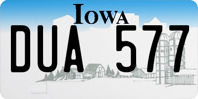 IA license plate DUA577