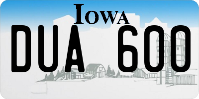 IA license plate DUA600
