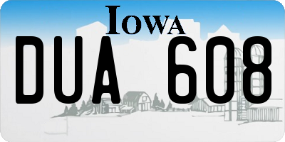 IA license plate DUA608