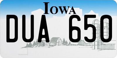 IA license plate DUA650